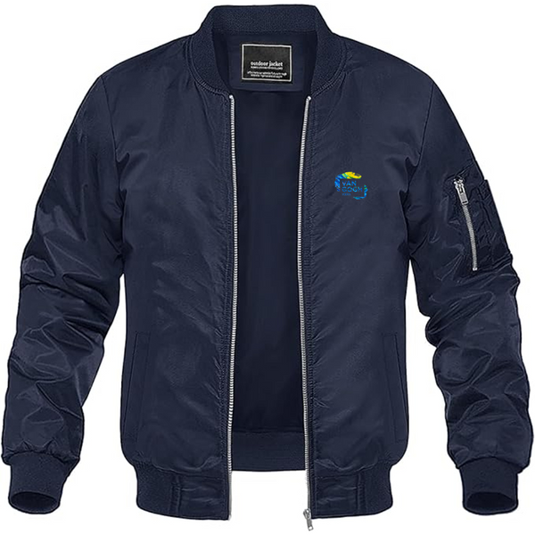 Men's Van Gogh Logo Lightweight Bomber Jacket Windbreaker Softshell Varsity Jacket Coat