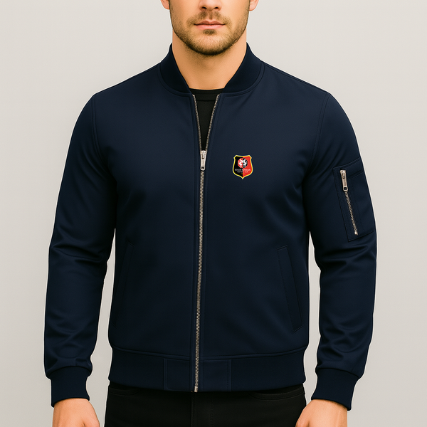 Men's Stade Rennais FC Lightweight Bomber Jacket Windbreaker Softshell Varsity Jacket Coat