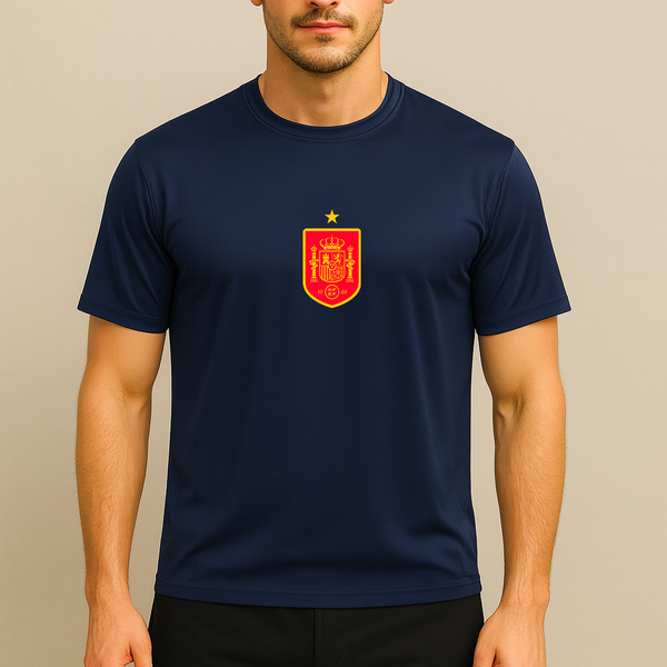 Men's Spain Red Logo National Soccer Team Polyester T-Shirt