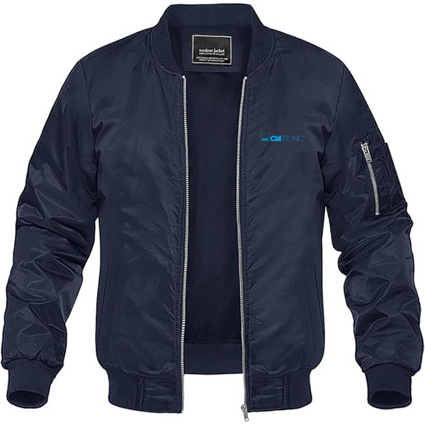 Men's Clatronic Logo Lightweight Bomber Jacket Windbreaker Softshell Varsity Jacket Coat