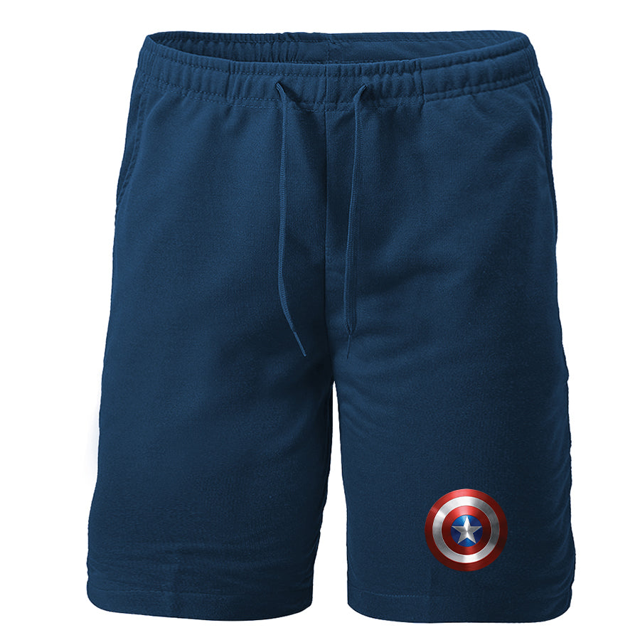 Men's Captain America Superhero Athletic Fleece Shorts