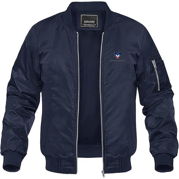 Men's Marussia Motors Logo Lightweight Bomber Jacket Windbreaker Softshell Varsity Jacket Coat