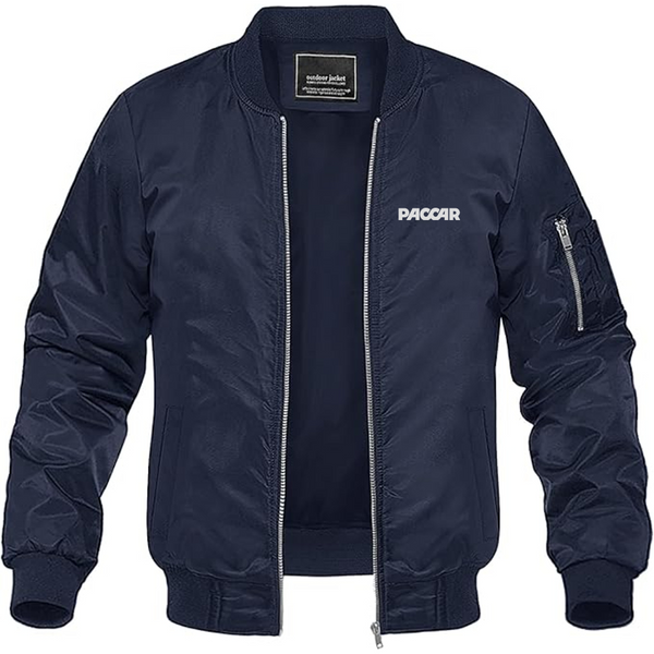Men's Paccar Logo Lightweight Bomber Jacket Windbreaker Softshell Varsity Jacket Coat