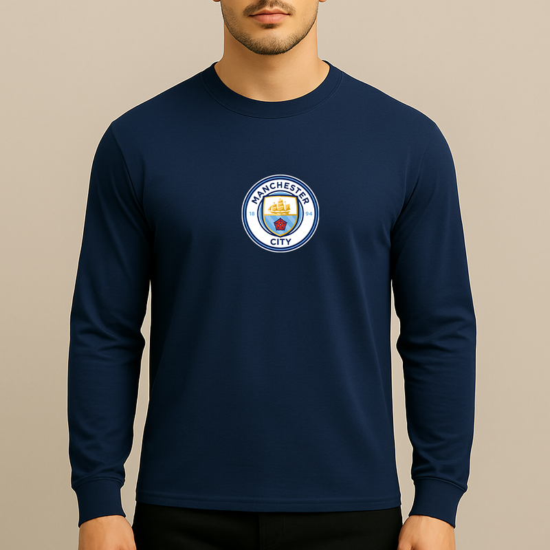 Men's Manchester City Soccer Long Sleeve T-Shirt