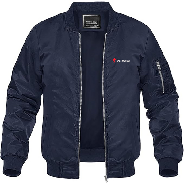 Men's Specialized Logo Lightweight Bomber Jacket Windbreaker Softshell Varsity Jacket Coat