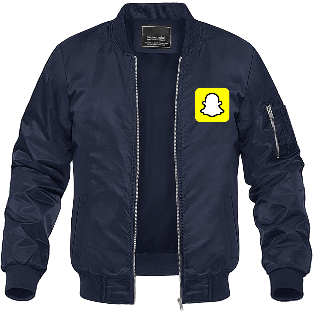 Men's Snapchat Social Lightweight Bomber Jacket Windbreaker Softshell Varsity Jacket Coat