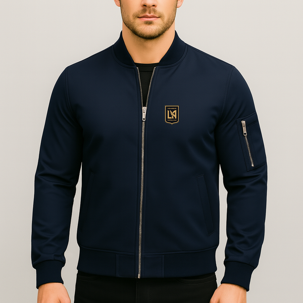 Men's LAFC Los Angeles Football Club Lightweight Bomber Jacket Windbreaker Softshell Varsity Jacket Coat