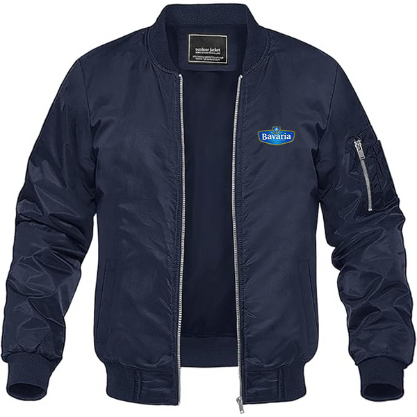 Men's Bavaria Logo Lightweight Bomber Jacket Windbreaker Softshell Varsity Jacket Coat
