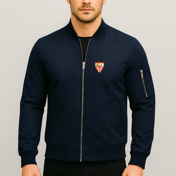 Men's Sevilla FC Lightweight Bomber Jacket Windbreaker Softshell Varsity Jacket Coat