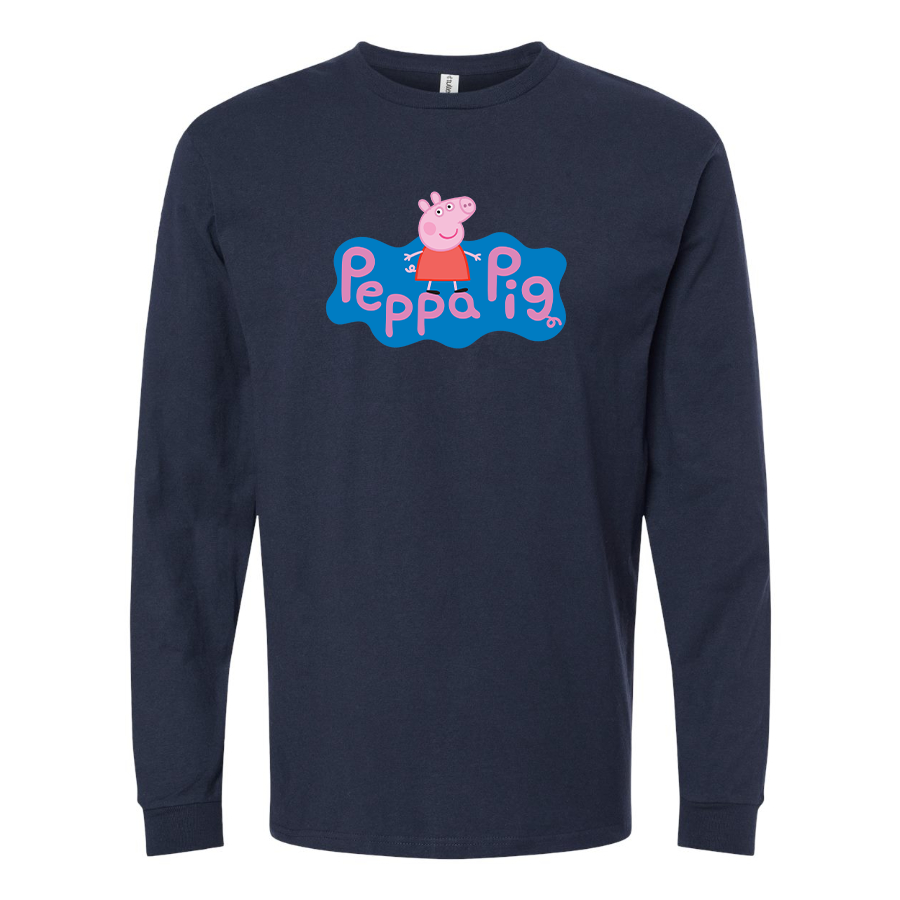 Men's Pegga Pig Cartoon Long Sleeve T-Shirt