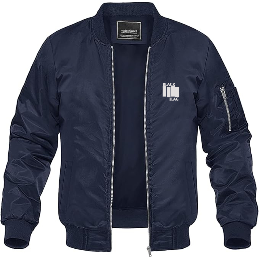 Men's Black Flag Logo Lightweight Bomber Jacket