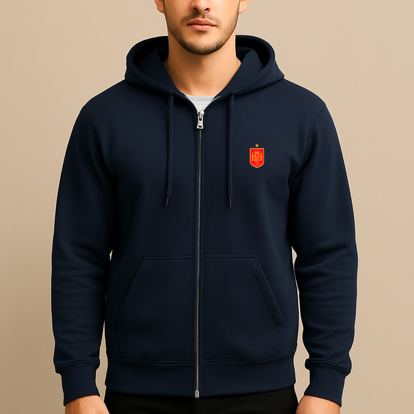 Men's Spain Red Logo National Soccer Team Zipper Hoodie