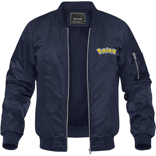 Men's Pokemon Cartoon Lightweight Bomber Jacket Windbreaker Softshell Varsity Jacket Coat