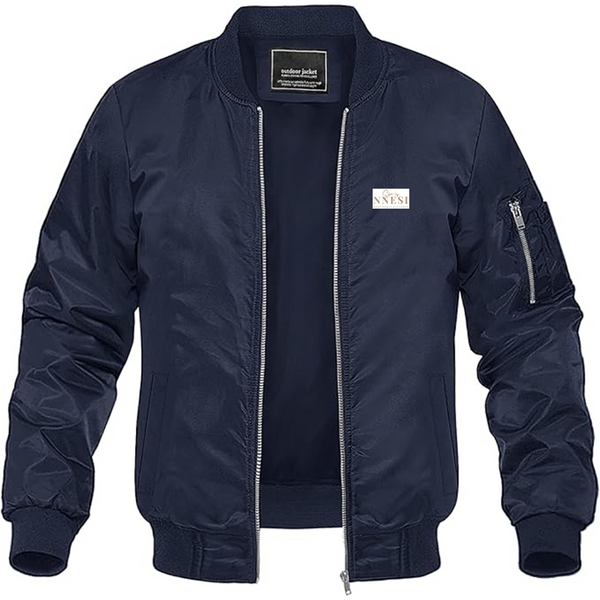 Men's Nnesi Logo Lightweight Bomber Jacket Windbreaker Softshell Varsity Jacket Coat