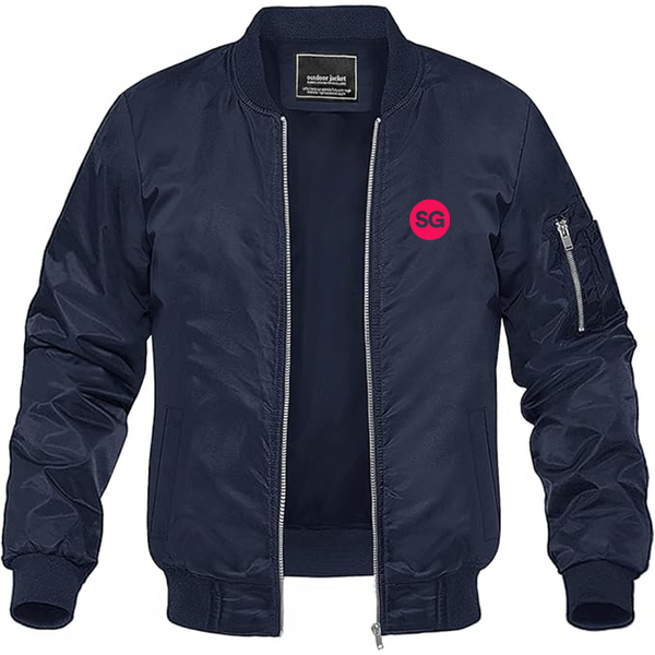 Men's Sofiagray Logo Lightweight Bomber Jacket Windbreaker Softshell Varsity Jacket Coat