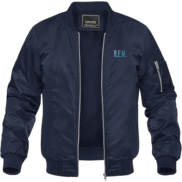 Men's R.E.M. Blue  Lightweight Bomber Jacket Windbreaker Softshell Varsity Jacket Coat