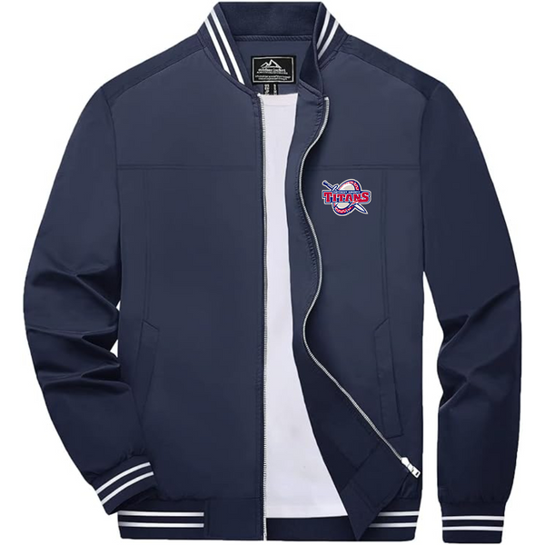 Men's  Detroit Titans  Lightweight Zip-Up Bomber Jacket with Ribbed Collar and Cuffs Versatile Casual Outerwear