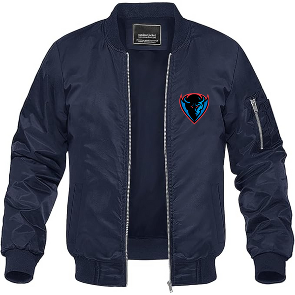 Men's  DePaul Blue Demons Lightweight Bomber Jacket Windbreaker Softshell Varsity Jacket Coat