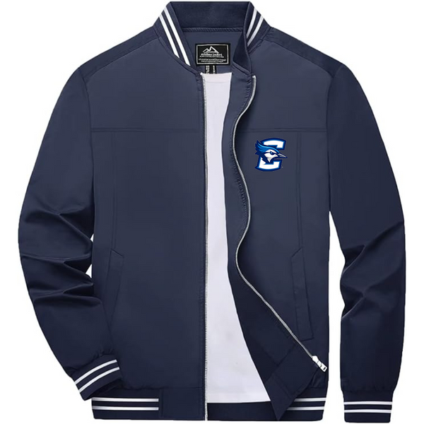 Men's  Creighton Bluejays Lightweight Zip-Up Bomber Jacket with Ribbed Collar and Cuffs Versatile Casual Outerwear