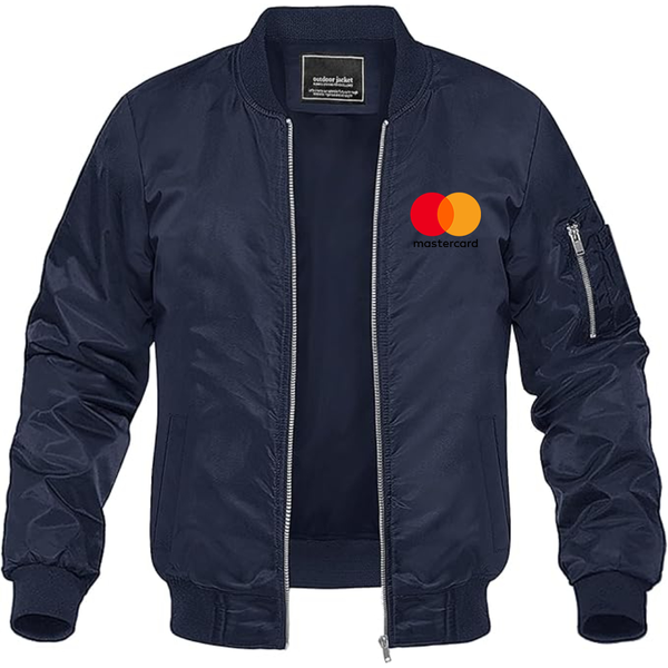 Men's  Mastercard Logo Lightweight Bomber Jacket Windbreaker Softshell Varsity Jacket Coat