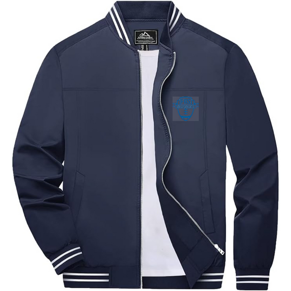Men's  Division I FBS Independents Lightweight Zip-Up Bomber Jacket with Ribbed Collar and Cuffs Versatile Casual Outerwear
