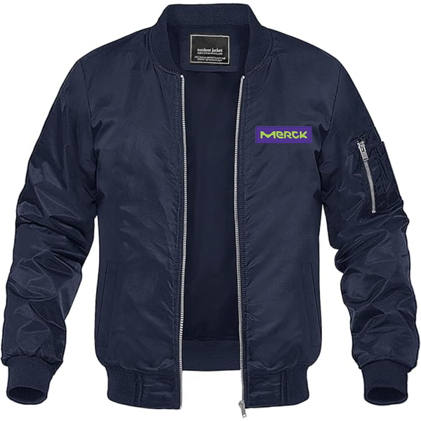 Men's  Merck KGaA Logo Lightweight Bomber Jacket Windbreaker Softshell Varsity Jacket Coat