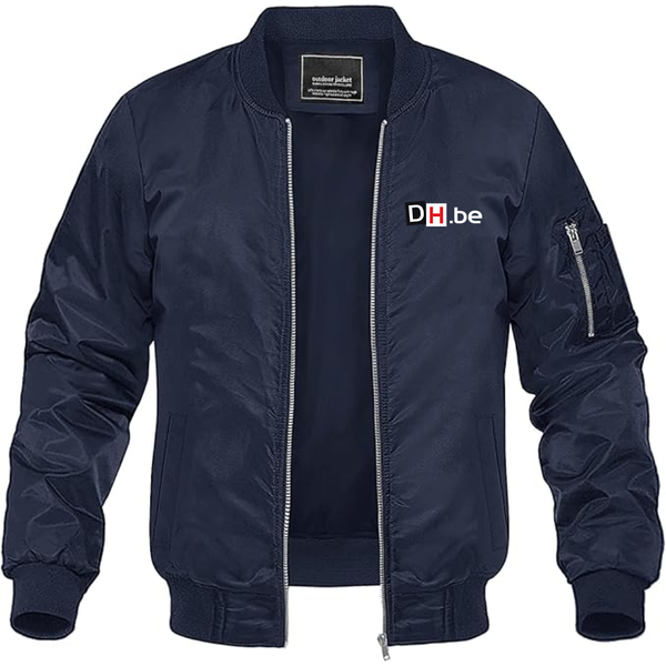 Men's DH Derniere Heure Logo Lightweight Bomber Jacket Windbreaker Softshell Varsity Jacket Coat