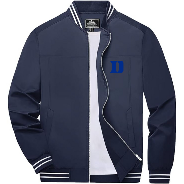 Men's  Duke Blue Devils Lightweight Zip-Up Bomber Jacket with Ribbed Collar and Cuffs Versatile Casual Outerwear