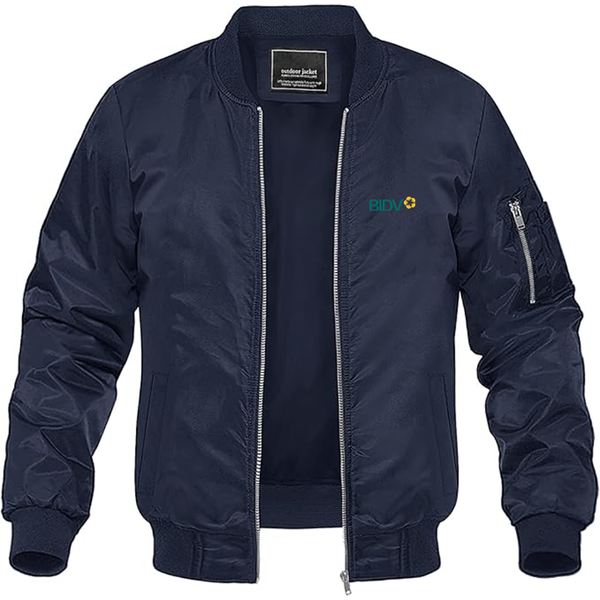Men's BIDV Logo Lightweight Bomber Jacket Windbreaker Softshell Varsity Jacket Coat