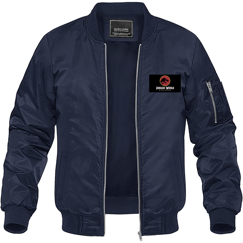 Men's Jurassic World Dominion Movie Lightweight Bomber Jacket Windbreaker Softshell Varsity Jacket Coat