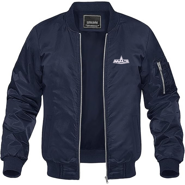 Men's MAZ Logo Lightweight Bomber Jacket Windbreaker Softshell Varsity Jacket Coat