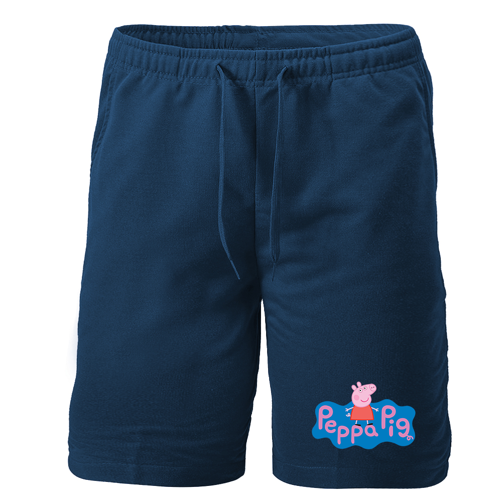 Men's Pegga Pig Cartoon Athletic Fleece Shorts