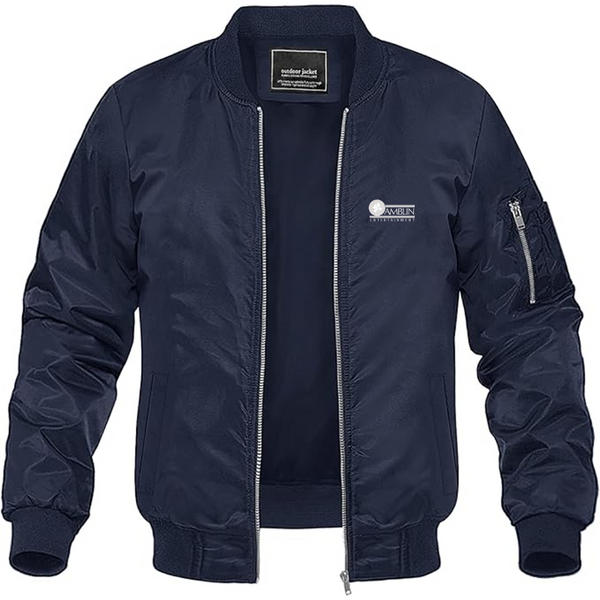 Men's Amblin Entertainment Logo Lightweight Bomber Jacket Windbreaker Softshell Varsity Jacket Coat
