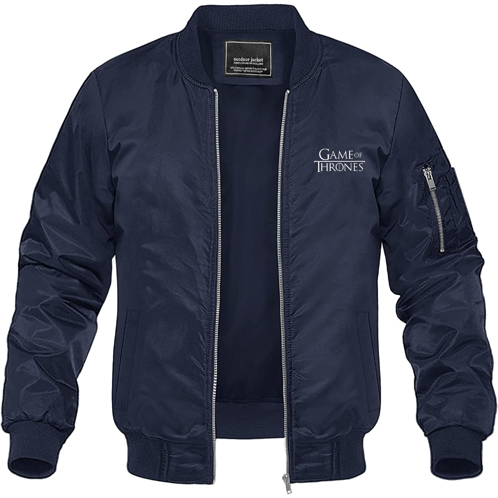 Men's Game of Thrones TV Show Lightweight Bomber Jacket Windbreaker Softshell Varsity Jacket Coat