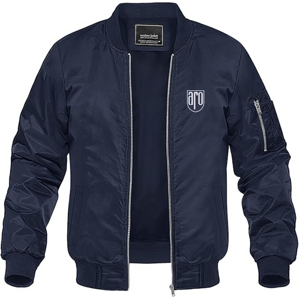 Men's ARO Logo Lightweight Bomber Jacket Windbreaker Softshell Varsity Jacket Coat