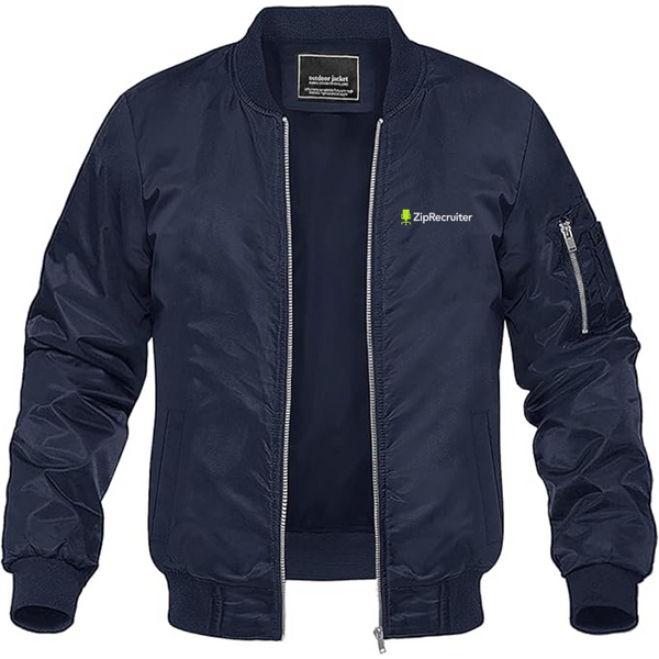 Men's ZipRecruiter Logo Lightweight Bomber Jacket Windbreaker Softshell Varsity Jacket Coat