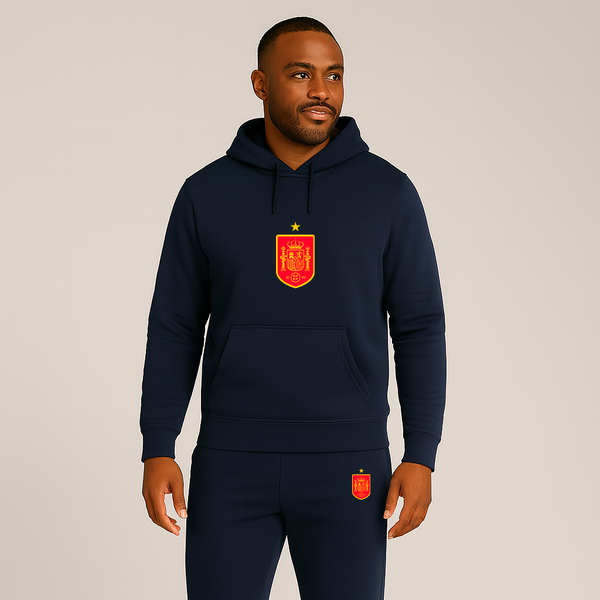 Men's Spain Red Logo National Soccer Team Hoodie Joggers Set