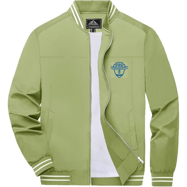 Men's  Division I FBS Independents Lightweight Zip-Up Bomber Jacket with Ribbed Collar and Cuffs Versatile Casual Outerwear