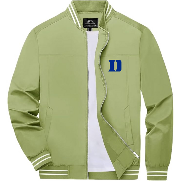 Men's  Duke Blue Devils Lightweight Zip-Up Bomber Jacket with Ribbed Collar and Cuffs Versatile Casual Outerwear