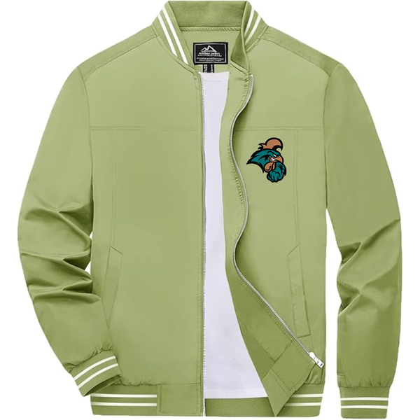 Men's  Coastal Carolina Chanticleers Lightweight Zip-Up Bomber Jacket with Ribbed Collar and Cuffs Versatile Casual Outerwear