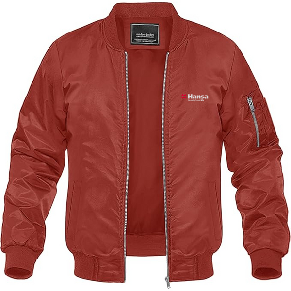 Men's Hansa Logo Lightweight Bomber Jacket Windbreaker Softshell Varsity Jacket Coat