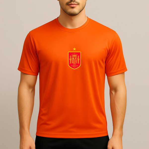 Men's Spain Red Logo National Soccer Team Polyester T-Shirt