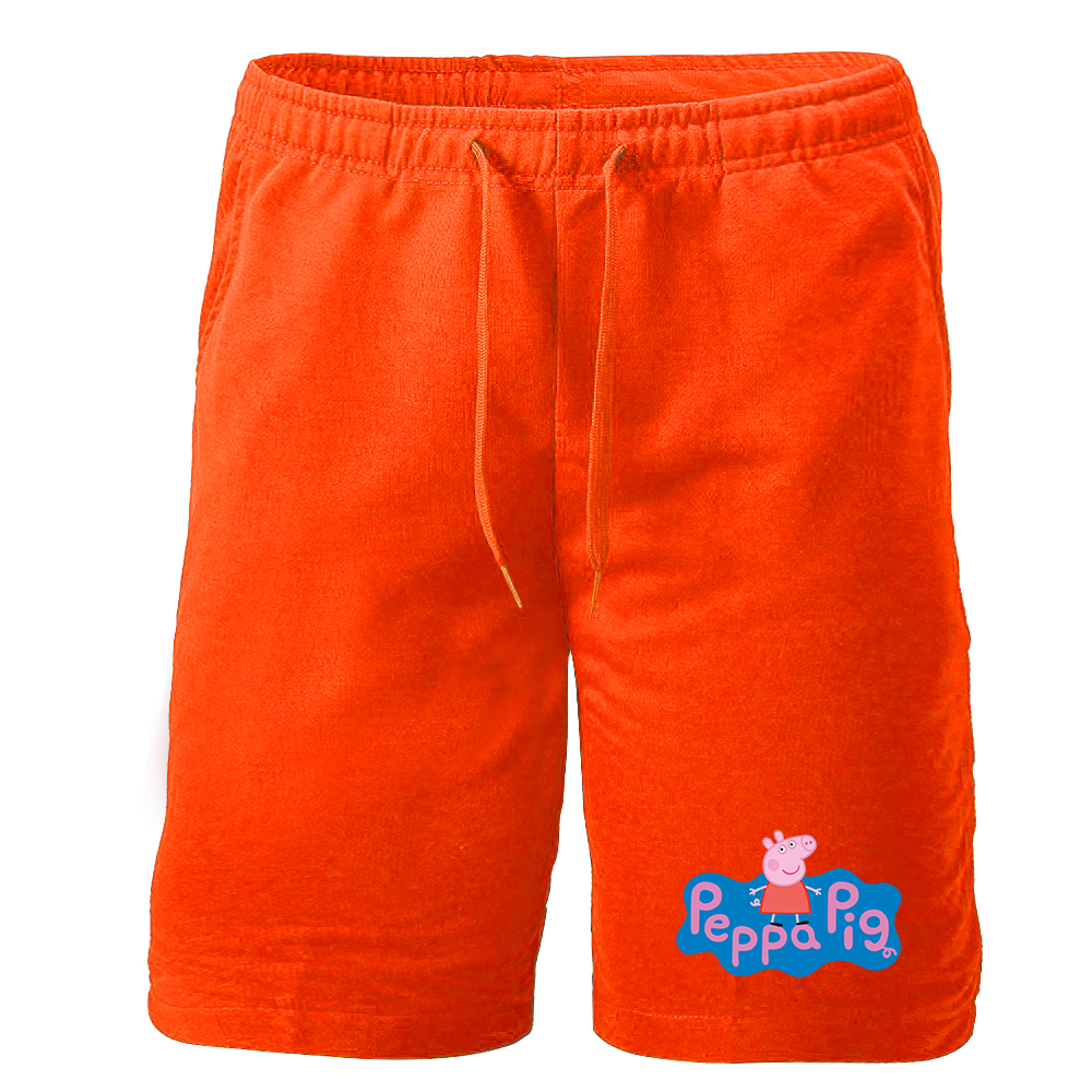 Men's Pegga Pig Cartoon Athletic Fleece Shorts