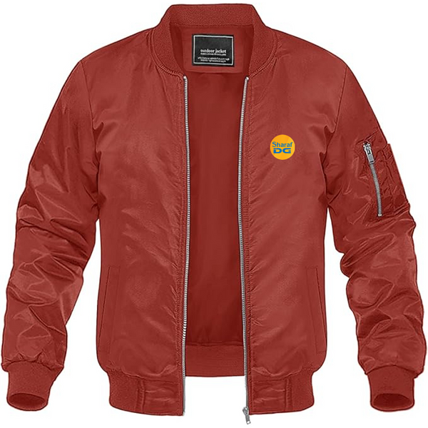 Men's SharafDG Logo Lightweight Bomber Jacket Windbreaker Softshell Varsity Jacket Coat