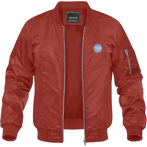 Men's Fondation Concorde Logo Lightweight Bomber Jacket Windbreaker Softshell Varsity Jacket Coat
