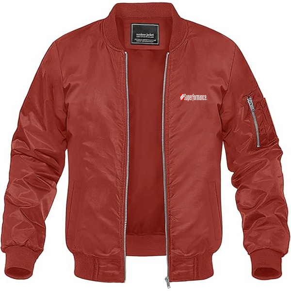 Men's Superformance Logo Lightweight Bomber Jacket Windbreaker Softshell Varsity Jacket Coat