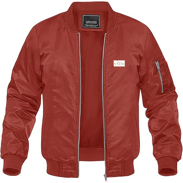 Men's Nnesi Logo Lightweight Bomber Jacket Windbreaker Softshell Varsity Jacket Coat