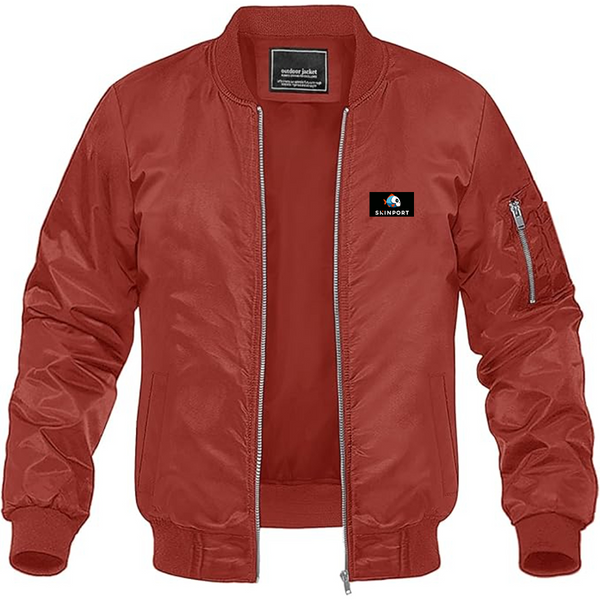 Men's Skinport  Logo Lightweight Bomber Jacket Windbreaker Softshell Varsity Jacket Coat