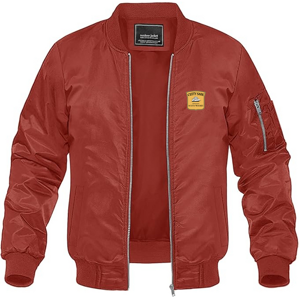 Men's Cutty Sark Logo Lightweight Bomber Jacket Windbreaker Softshell Varsity Jacket Coat