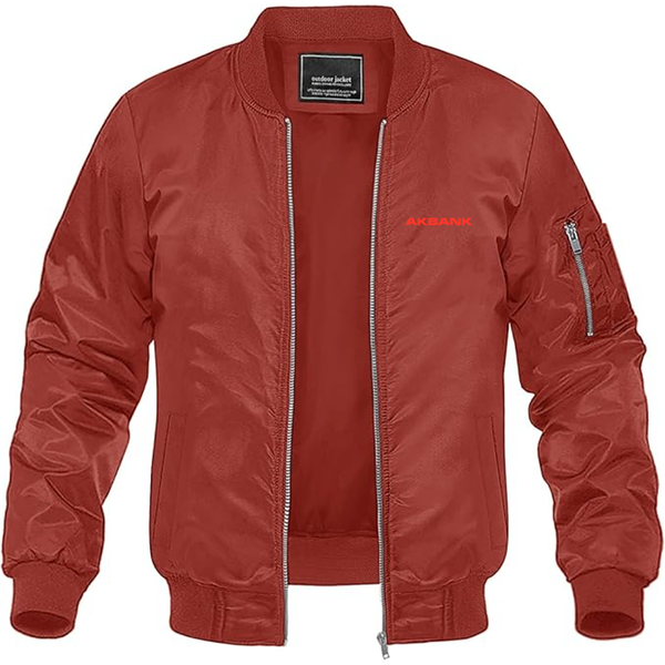 Men's Akbank Logo Lightweight Bomber Jacket Windbreaker Softshell Varsity Jacket Coat